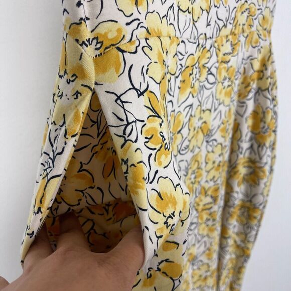 NWT Pact Organic Cotton Fit Flare Halter Dress Size Small Pockets Yellow Floral - Picture 6 of 10